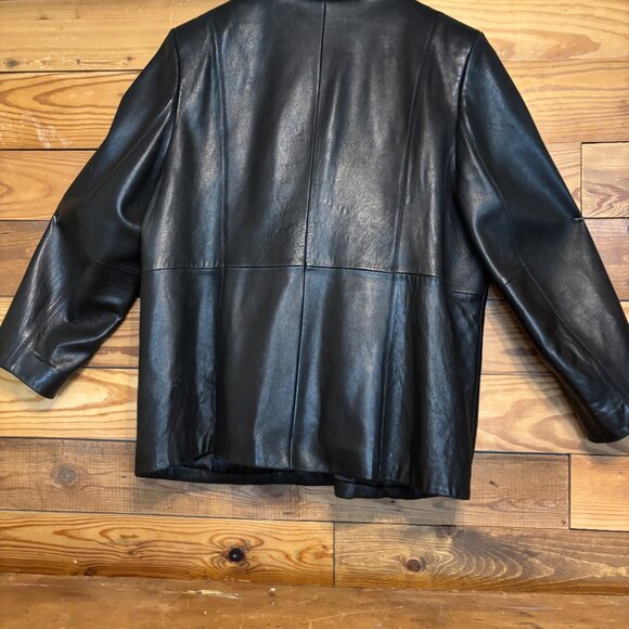 August Max Black Leather Jacket 1x - Picture 2 of 4